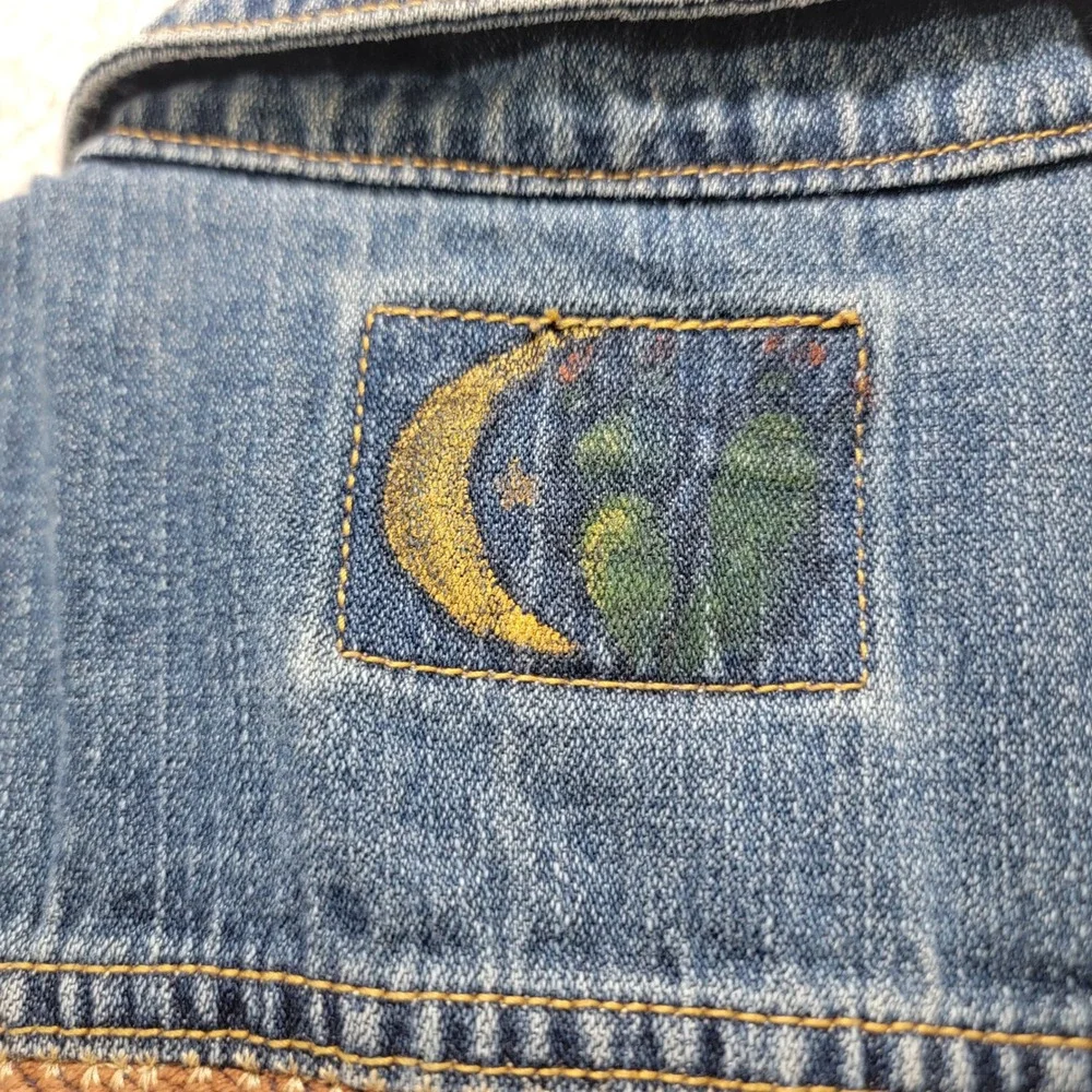 RARE Levis Kids Denim Trucker Jacket Size 7 Southwestern Serape Blanket Patch